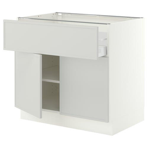 SEKTION / MAXIMERA Base cabinet with drawer/2 doors, white/Aspudden light gray, 36x24x30 "
