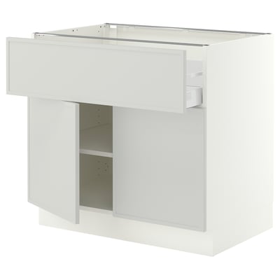 SEKTION / MAXIMERA Base cabinet with drawer/2 doors, white/Aspudden light gray, 36x24x30 "