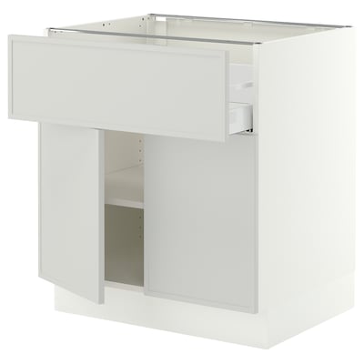 SEKTION / MAXIMERA Base cabinet with drawer/2 doors, white/Aspudden light gray, 30x24x30 "