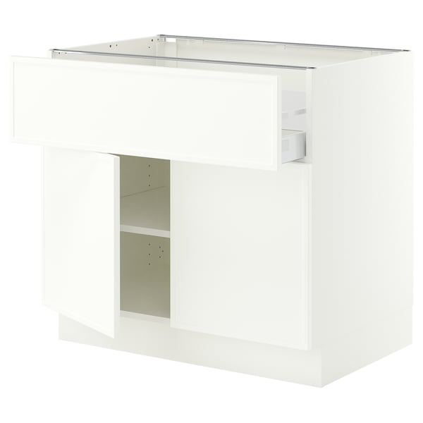 SEKTION / MAXIMERA Base cabinet with drawer/2 doors, white/Aspudden matte white, 36x24x30 "