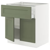 SEKTION / MAXIMERA Base cabinet with drawer/2 doors, white/Axstad gray-green, 30x24x30 "