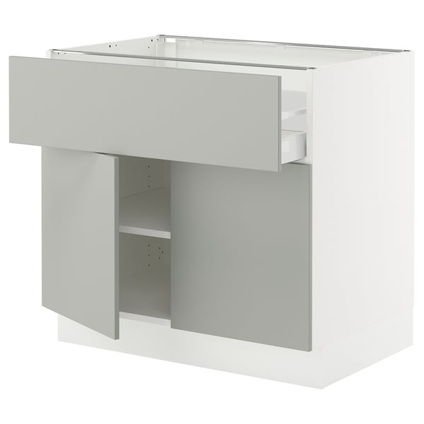 SEKTION / MAXIMERA Base cabinet with drawer/2 doors, white/Havstorp light gray, 36x24x30 "
