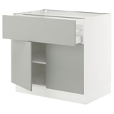 SEKTION / MAXIMERA Base cabinet with drawer/2 doors, white/Havstorp light gray, 36x24x30 "