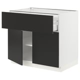 SEKTION / MAXIMERA Base cabinet with drawer/2 doors, white/Nickebo matte anthracite, 36x24x30 "