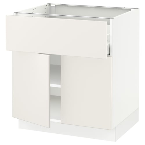 White kitchen cabinet, part of the SEKTION system. Smooth lines, a flat front, and hidden hinges, creating a clean, modern look.