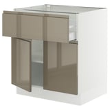 SEKTION / MAXIMERA Base cabinet with drawer/2 doors, white/Voxtorp high-gloss dark grey-brown, 30x24x30 "