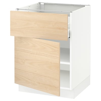 SEKTION / MAXIMERA Base cabinet with drawer/door, white/Askersund light ash effect, 24x24x30 "