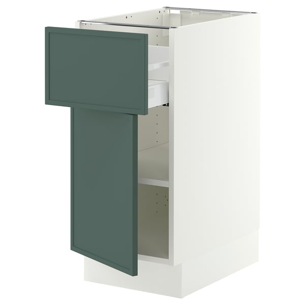 SEKTION / MAXIMERA Base cabinet with drawer/door, white/Aspudden dark gray-green, 15x24x30 "