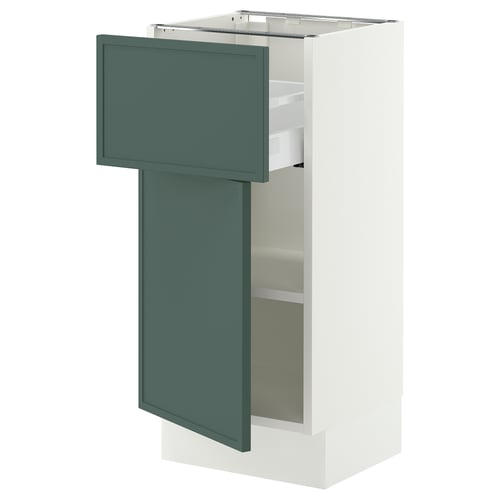 SEKTION / MAXIMERA Base cabinet with drawer/door, white/Aspudden dark gray-green, 15x15x30 "