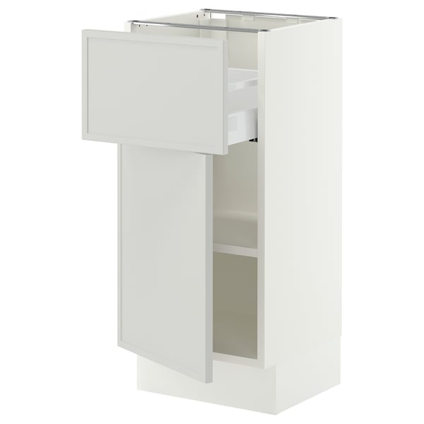 SEKTION / MAXIMERA Base cabinet with drawer/door, white/Aspudden light gray, 15x15x30 "