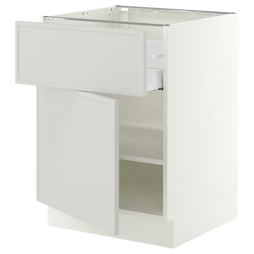 SEKTION / MAXIMERA Base cabinet with drawer/door, white/Aspudden light gray, 24x24x30 "