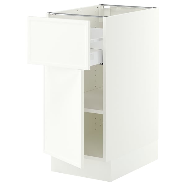 SEKTION / MAXIMERA Base cabinet with drawer/door, white/Aspudden matte white, 15x24x30 "