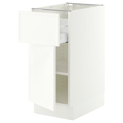 SEKTION / MAXIMERA Base cabinet with drawer/door, white/Aspudden matte white, 15x24x30 "