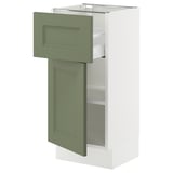 SEKTION / MAXIMERA Base cabinet with drawer/door, white/Axstad gray-green, 15x15x30 "