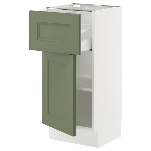 SEKTION white/grey-green cabinet with drawer and door, slim profile.