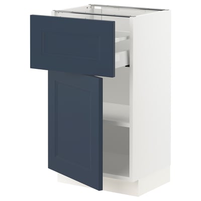 SEKTION / MAXIMERA Base cabinet with drawer/door, white Axstad/matte blue, 18x15x30 "