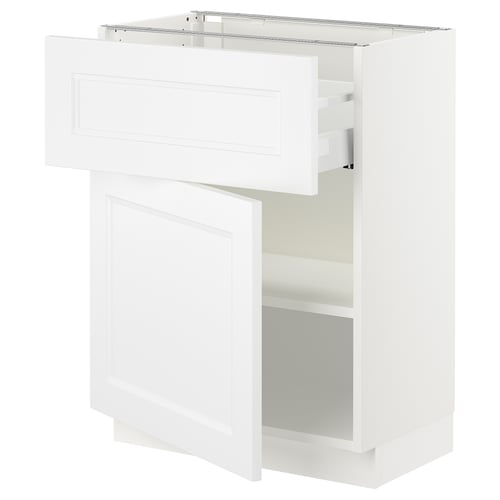 White SEKTION kitchen cabinet with medium drawer and shelf by IKEA.