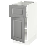 SEKTION / MAXIMERA Base cabinet with drawer/door, white/Bodbyn gray, 15x24x30 "