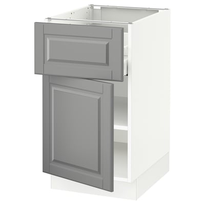 SEKTION / MAXIMERA Base cabinet with drawer/door, white/Bodbyn gray, 18x24x30 "