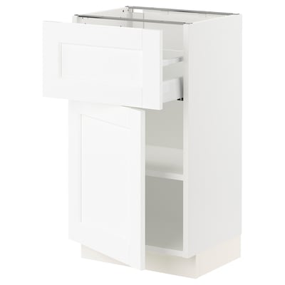 SEKTION / MAXIMERA Base cabinet with drawer/door, white Enköping/white wood effect, 18x15x30 "