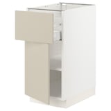 SEKTION / MAXIMERA Base cabinet with drawer/door, white/Havstorp beige, 15x24x30 "