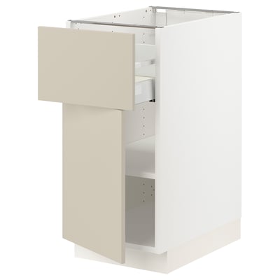 SEKTION / MAXIMERA Base cabinet with drawer/door, white/Havstorp beige, 15x24x30 "