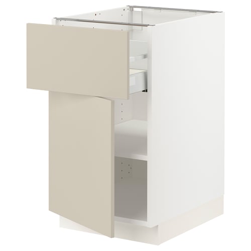Beige SEKTION kitchen cabinet, modern smooth.