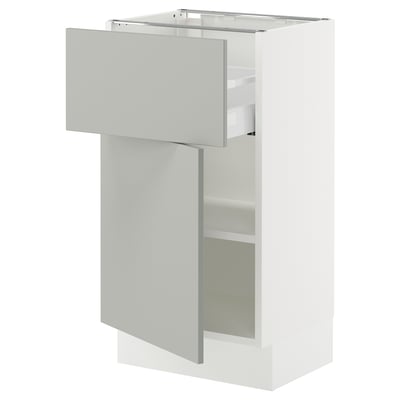 SEKTION / MAXIMERA Base cabinet with drawer/door, white/Havstorp light gray, 18x15x30 "