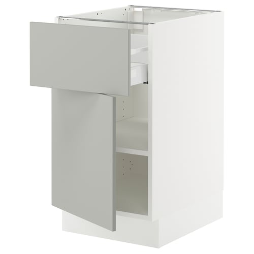 White SEKTION kitchen cabinet with grey drawer, modern design
