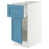 SEKTION / MAXIMERA Base cabinet with drawer/door, white/Lerhyttan blue, 15x24x30 "