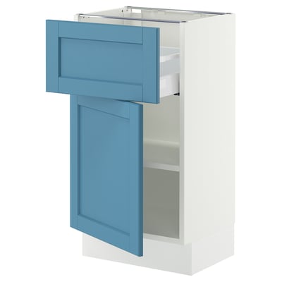 SEKTION / MAXIMERA Base cabinet with drawer/door, white/Lerhyttan blue, 18x15x30 "