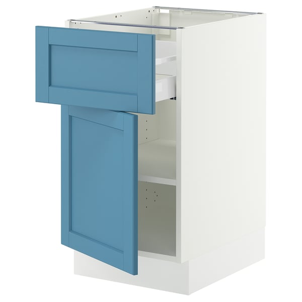 SEKTION / MAXIMERA Base cabinet with drawer/door, white/Lerhyttan blue, 18x24x30 "