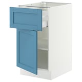 SEKTION / MAXIMERA Base cabinet with drawer/door, white/Lerhyttan blue, 18x24x30 "