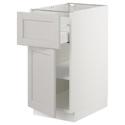 SEKTION / MAXIMERA Base cabinet with drawer/door, white/Lerhyttan light gray, 15x24x30 "