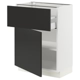 SEKTION / MAXIMERA Base cabinet with drawer/door, white/Nickebo matte anthracite, 24x15x30 "