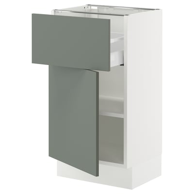 SEKTION / MAXIMERA Base cabinet with drawer/door, white/Nickebo matte grey-green, 18x15x30 "