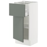 SEKTION / MAXIMERA Base cabinet with drawer/door, white/Nickebo matte grey-green, 15x15x30 "