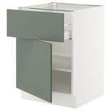 SEKTION / MAXIMERA Base cabinet with drawer/door, white/Nickebo matte grey-green, 24x24x30 "