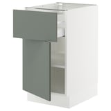 SEKTION / MAXIMERA Base cabinet with drawer/door, white/Nickebo matte grey-green, 18x24x30 "