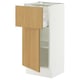 SEKTION / MAXIMERA Base cabinet with drawer/door, white/Sinarp oak veneer, 15x15x30 "