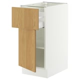 SEKTION / MAXIMERA Base cabinet with drawer/door, white/Sinarp oak veneer, 15x24x30 "