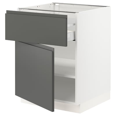 SEKTION / MAXIMERA Base cabinet with drawer/door, white/Voxtorp dark gray, 24x24x30 "