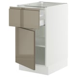 SEKTION / MAXIMERA Base cabinet with drawer/door, white/Voxtorp high-gloss dark grey-brown, 18x24x30 "