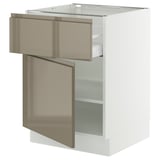 SEKTION / MAXIMERA Base cabinet with drawer/door, white/Voxtorp high-gloss dark grey-brown, 24x24x30 "