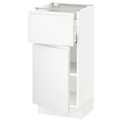 SEKTION / MAXIMERA Base cabinet with drawer/door, white/Voxtorp matte white, 15x15x30 "