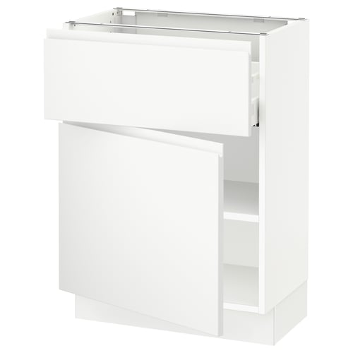 A white SEKTION kitchen cabinet with a modern design, a single door, and no handles.