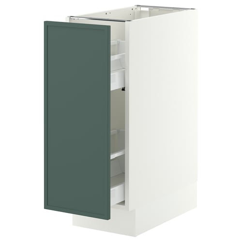 SEKTION / MAXIMERA Base cabinet with pull-out storage, white/Aspudden dark gray-green, 12x24x30 "