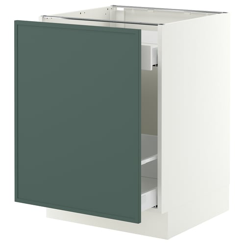 SEKTION / MAXIMERA Base cabinet with pull-out storage, white/Aspudden dark gray-green, 24x24x30 "