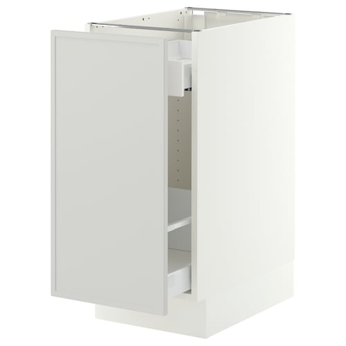 SEKTION / MAXIMERA Base cabinet with pull-out storage, white/Aspudden light gray, 15x24x30 "