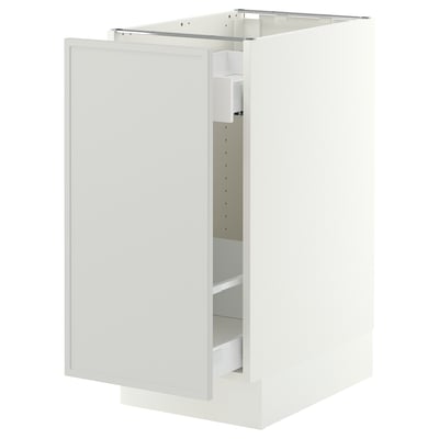 SEKTION / MAXIMERA Base cabinet with pull-out storage, white/Aspudden light gray, 15x24x30 "